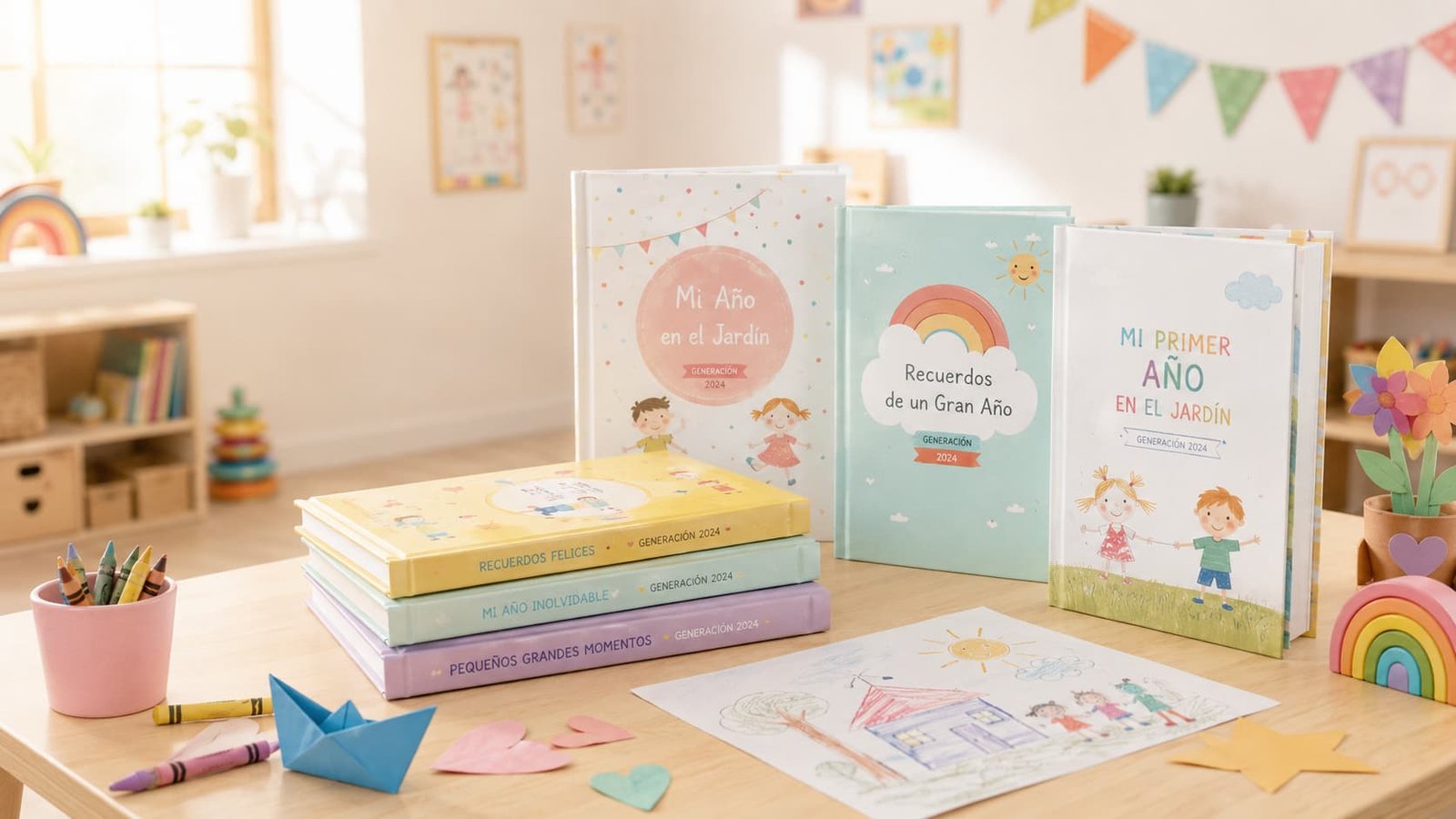Muestras conceptuales de portadas para libros de recuerdos infantiles